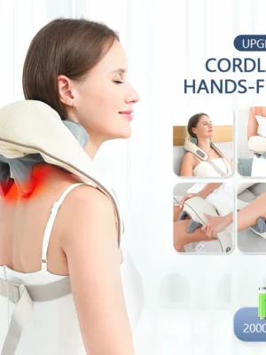 Electric Neck And Back Massager Wireless Neck And Shoulder Kneading Massage Pillow Cervical Back Muscle Relaxing Massage Shawl