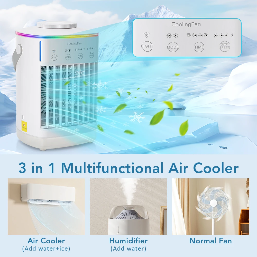 Mini ventilateur brumisateur USB avec veilleuse RGB — 3 modèles au choix – Image 2