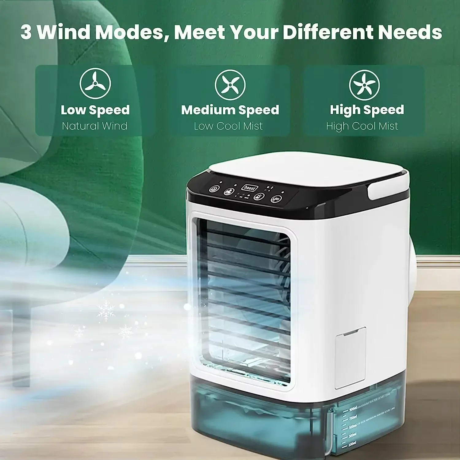 Mini ventilateur brumisateur USB HOMEFISH, réservoir 900ml – Image 2