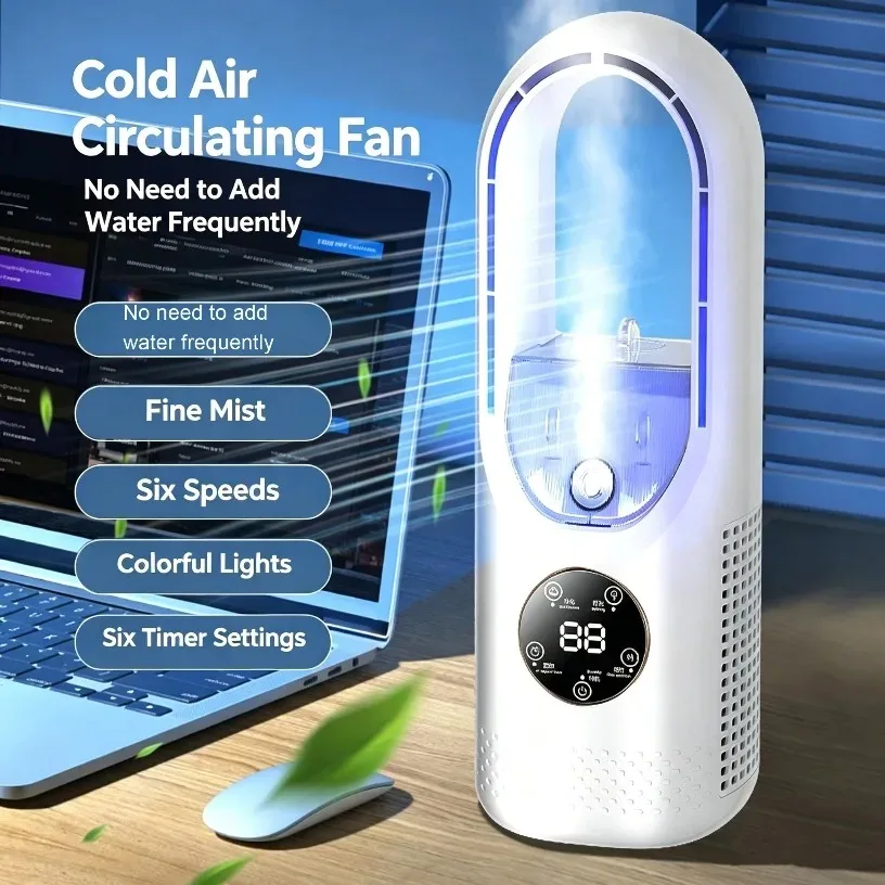 Ventilateur de table humidificateur 2 en 1 avec veilleuse RGB – Image 2